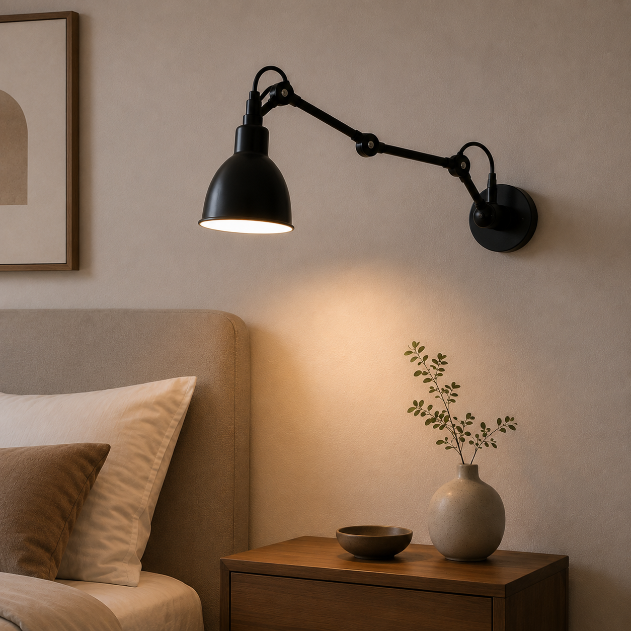 RoyaleGlow Industrial Red Swing Arm Wall Sconce - Adjustable Metal Task Lamp