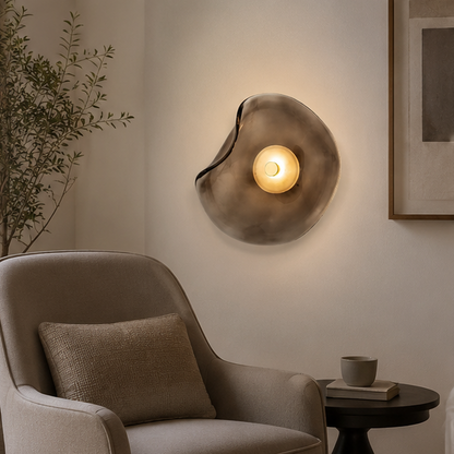 LuxRoyale Japandi Curved Glass LED Wall Sconce Light with Warm White Glow