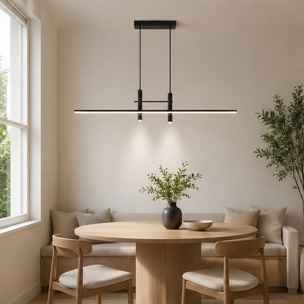 LuxRoyale Modern Linear Chandelier LED Pendant Light for Dining Room or Kitchen Island