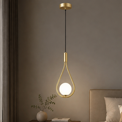 RoyaleGlow Modern Droplet Pendant Light Gold Finish Minimalist Globe Hanging Lamp