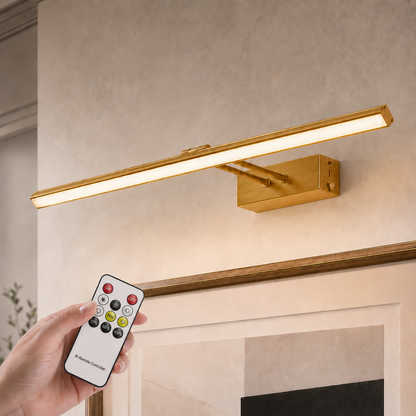 LuxRoyale Premium Brushed Gold Picture Light Rechargeable with Remote