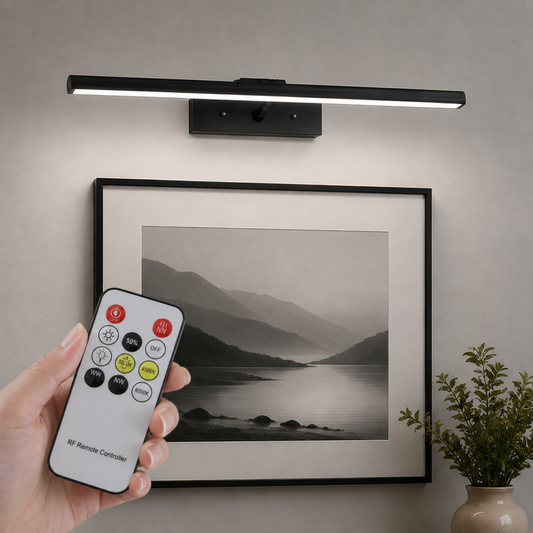 LuxRoyale Premium Brushed Gold Picture Light Rechargeable with Remote