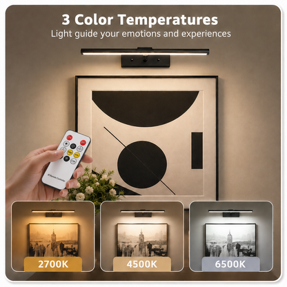 LuxRoyale Premium Brushed Gold Picture Light Rechargeable with Remote