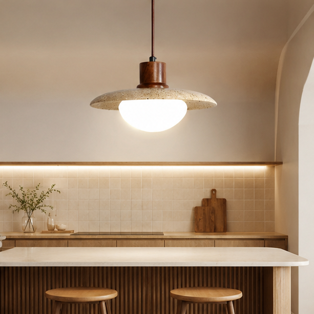 RoyaleGlow Travertine Pendant Light Minimalist Modern Cement Hanging Chandelier