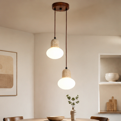 RoyaleGlow Travertine Pendant Light Minimalist Modern Cement Hanging Chandelier