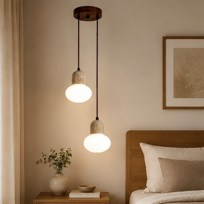 RoyaleGlow Travertine Pendant Light Minimalist Modern Cement Hanging Chandelier