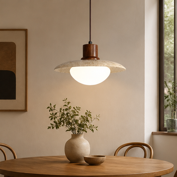 RoyaleGlow Travertine Pendant Light Minimalist Modern Cement Hanging Chandelier
