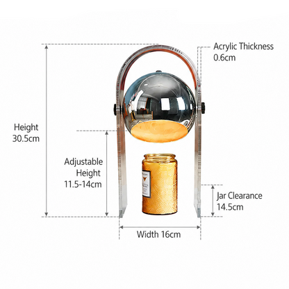 RoyaleGlow Transparent Acrylic Dimmable Candle Warmer Lamp for Home Fragrance