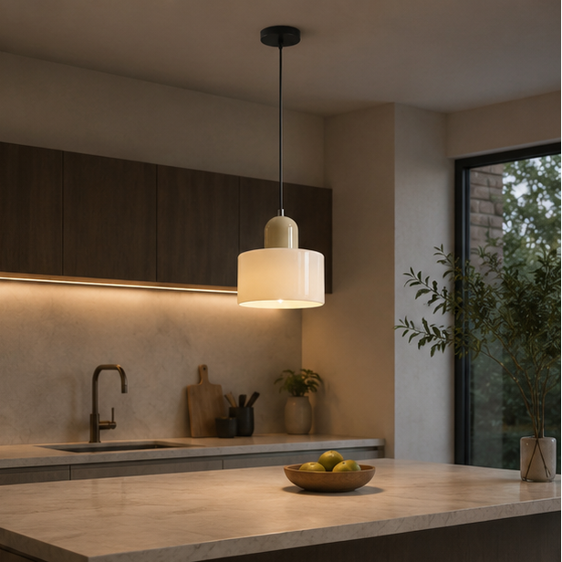 RoyaleGlow Modern Nordic Glass Pendant Light - Cup Style for Kitchen Island and Bedside