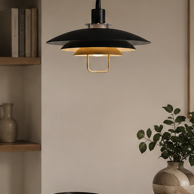 RoyaleGlow Danish Layered Pendant Light - Adjustable Height, Scandinavian Modern Ceiling Fixture