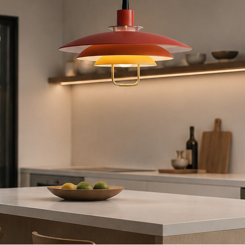 RoyaleGlow Danish Layered Pendant Light - Adjustable Height, Scandinavian Modern Ceiling Fixture