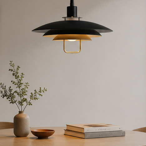 RoyaleGlow Danish Layered Pendant Light - Adjustable Height, Scandinavian Modern Ceiling Fixture