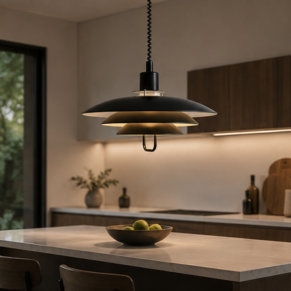 RoyaleGlow Danish Layered Pendant Light - Adjustable Height, Scandinavian Modern Ceiling Fixture