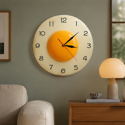Royelux Fried Egg Wall Clock - Novelty Kitchen Decor & Unique Gift Idea