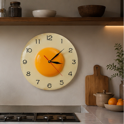 Royelux Fried Egg Wall Clock - Novelty Kitchen Decor & Unique Gift Idea