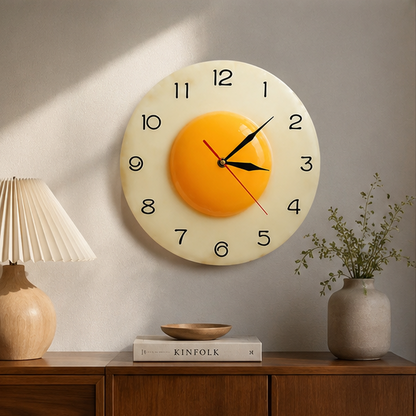Royelux Fried Egg Wall Clock - Novelty Kitchen Decor & Unique Gift Idea