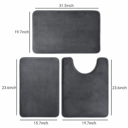Luxora Memory Foam Bath Mat Set - 3-Piece Ultra-Soft, Super Absorbent, Non-Slip Floor Mat