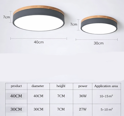 Luxora Flush Mount Ceiling Light with Wooden Accents for Scandinavian Decor