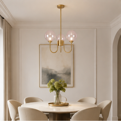 Royelux Pink Bubble Chandelier - Mid Century Modern Glass Pendant Light