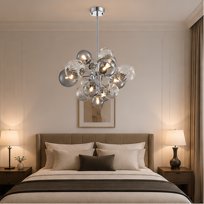 RoyaleGlow Sputnik Chandelier with Smoke Gray Glass Globes - Modern Pendant Light