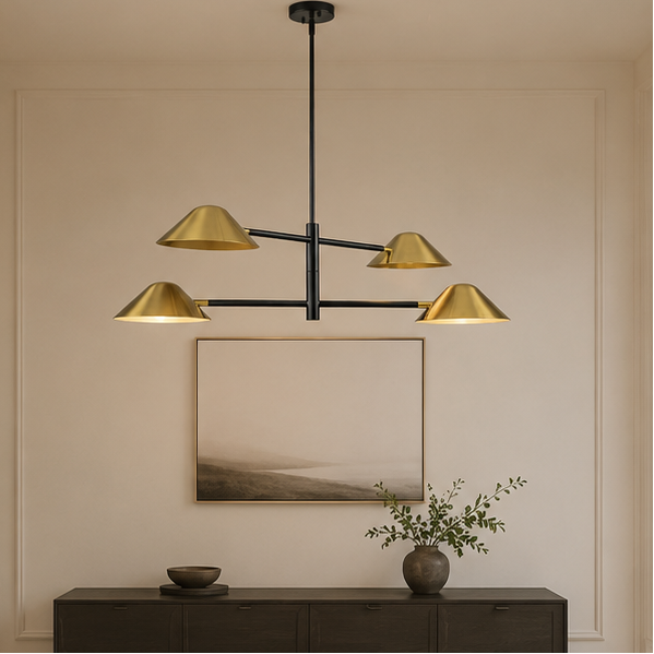 RoyaleGlow Mid-Century Modern 4-Light Linear Chandelier with Adjustable Arms