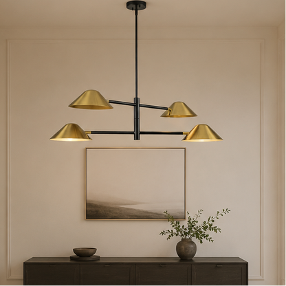 RoyaleGlow Mid-Century Modern 4-Light Linear Chandelier with Adjustable Arms