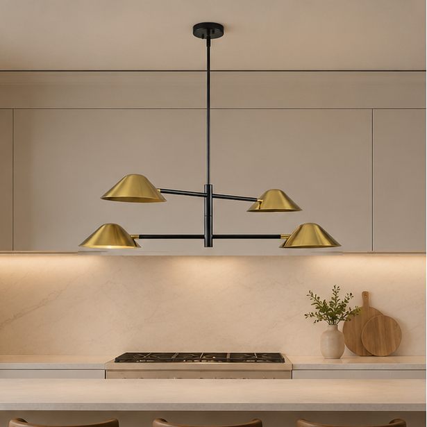 RoyaleGlow Mid-Century Modern 4-Light Linear Chandelier with Adjustable Arms