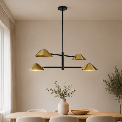 RoyaleGlow Mid-Century Modern 4-Light Linear Chandelier with Adjustable Arms