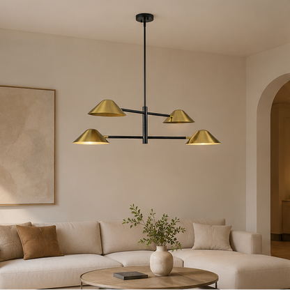 RoyaleGlow Mid-Century Modern 4-Light Linear Chandelier with Adjustable Arms