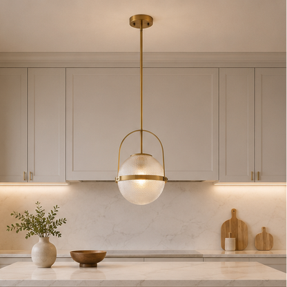 RoyaleGlow Grid Glass Globe Pendant Light0- Dimmable Kitchen Island Pendant Lamp
