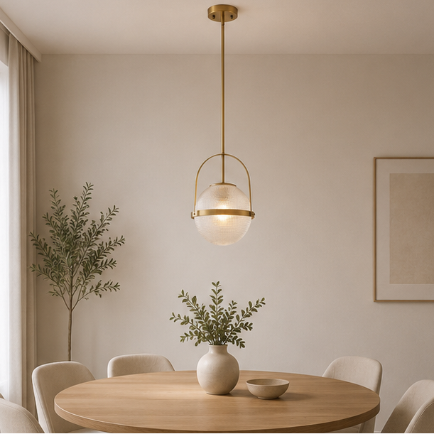 RoyaleGlow Grid Glass Globe Pendant Light0- Dimmable Kitchen Island Pendant Lamp
