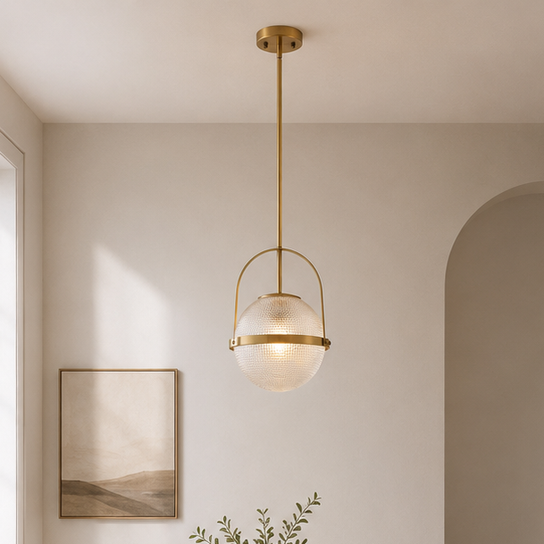 RoyaleGlow Grid Glass Globe Pendant Light0- Dimmable Kitchen Island Pendant Lamp