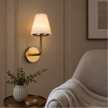 Royelux Rechargeable Alabaster Wall Sconce - Cordless LED Lamp for Bathroom & Hotel Design