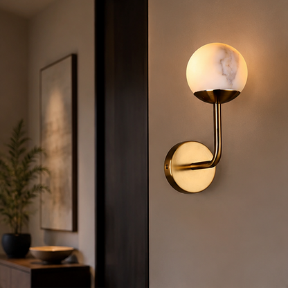 Royelux Rechargeable Alabaster Wall Sconce - Cordless LED Lamp for Bathroom & Hotel Design