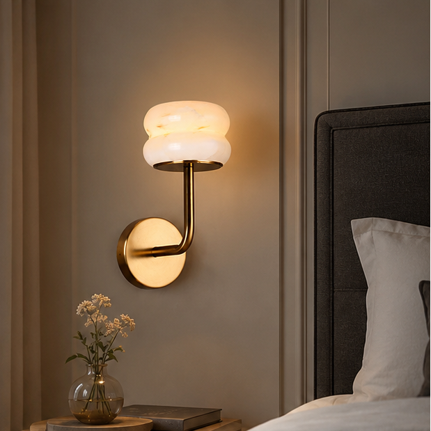 Royelux Rechargeable Alabaster Wall Sconce - Cordless LED Lamp for Bathroom & Hotel Design