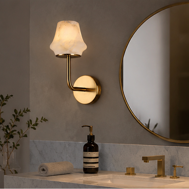 Royelux Rechargeable Alabaster Wall Sconce - Cordless LED Lamp for Bathroom & Hotel Design