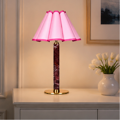 Royelux Modern Alabaster Touch Lamp - Dimmable Cordless LED with Cone Fabric Shade
