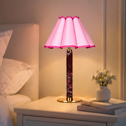 Royelux Modern Alabaster Touch Lamp - Dimmable Cordless LED with Cone Fabric Shade