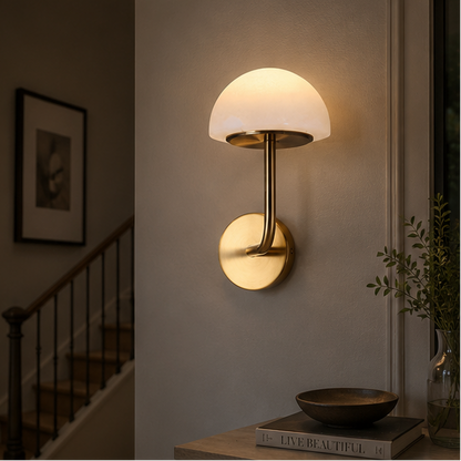 Royelux Rechargeable Alabaster Wall Sconce - Cordless LED Lamp for Bathroom & Hotel Design