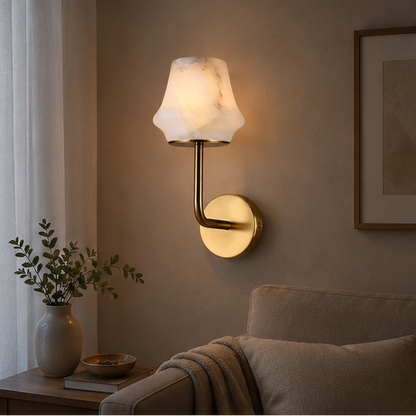 Royelux Rechargeable Alabaster Wall Sconce - Cordless LED Lamp for Bathroom & Hotel Design