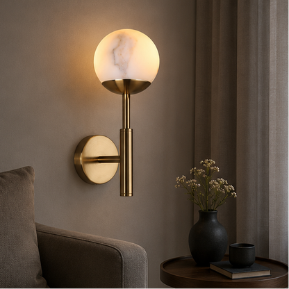 Royelux Rechargeable Alabaster Wall Sconce - Cordless LED Lamp for Bathroom & Hotel Design