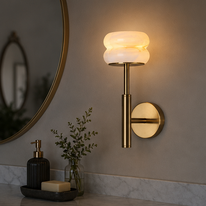 Royelux Rechargeable Alabaster Wall Sconce - Cordless LED Lamp for Bathroom & Hotel Design