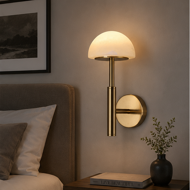 Royelux Rechargeable Alabaster Wall Sconce - Cordless LED Lamp for Bathroom & Hotel Design