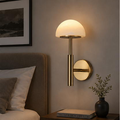 Royelux Rechargeable Alabaster Wall Sconce - Cordless LED Lamp for Bathroom & Hotel Design