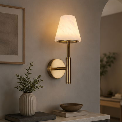 Royelux Rechargeable Alabaster Wall Sconce - Cordless LED Lamp for Bathroom & Hotel Design