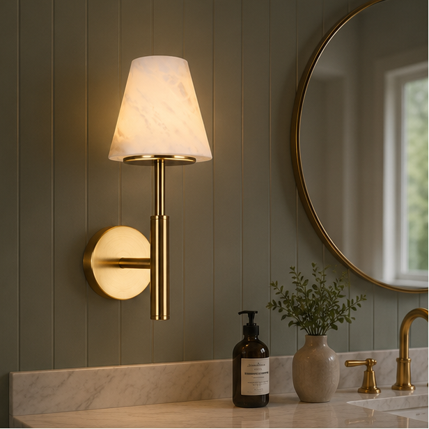 Royelux Rechargeable Alabaster Wall Sconce - Cordless LED Lamp for Bathroom & Hotel Design