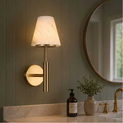 Royelux Rechargeable Alabaster Wall Sconce - Cordless LED Lamp for Bathroom & Hotel Design