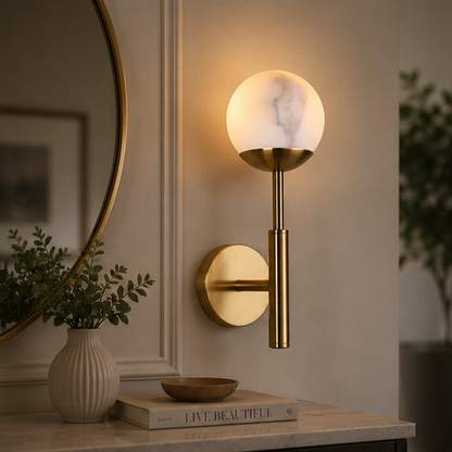 Royelux Rechargeable Alabaster Wall Sconce - Cordless LED Lamp for Bathroom & Hotel Design