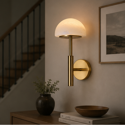 Royelux Rechargeable Alabaster Wall Sconce - Cordless LED Lamp for Bathroom & Hotel Design