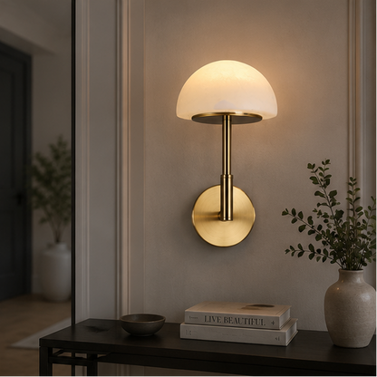 Royelux Rechargeable Alabaster Wall Sconce - Cordless LED Lamp for Bathroom & Hotel Design